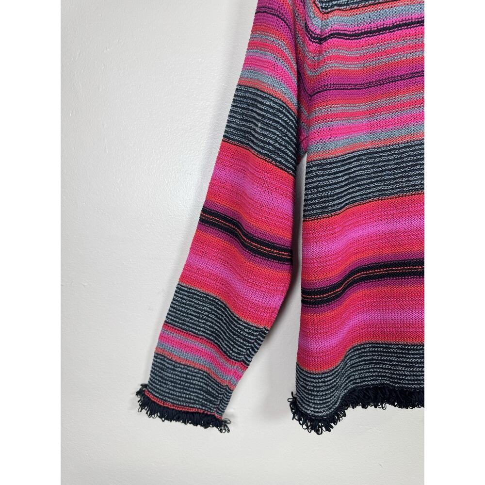 VTG Sigurd Olsen Womens Knit Sweater Fringe Striped Boho 90s Phoebe Artsy PL - Picture 8 of 11